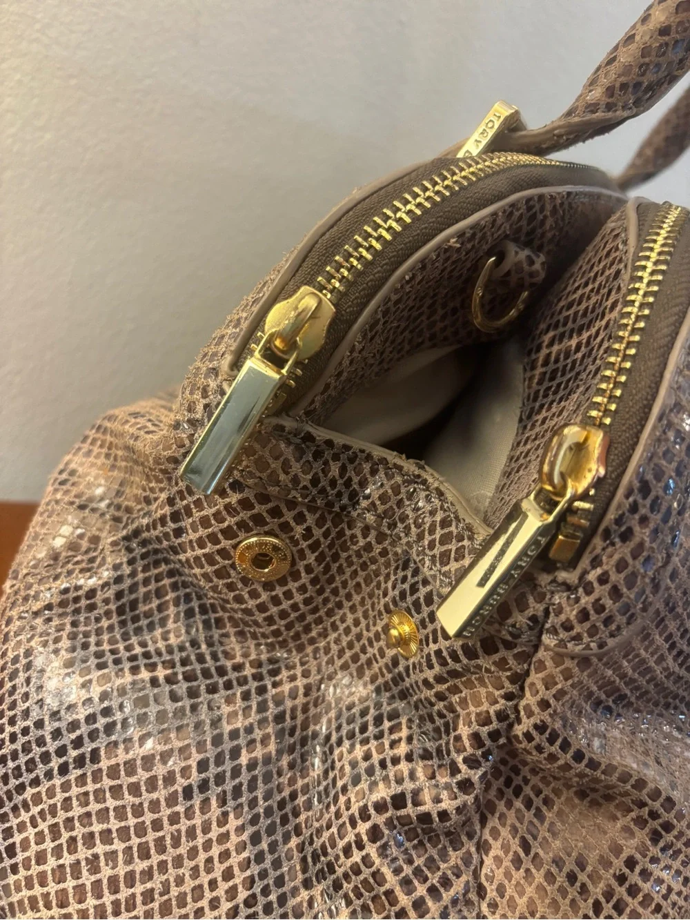 Tory Burch Catalina Python Print Leather Satchel Bag